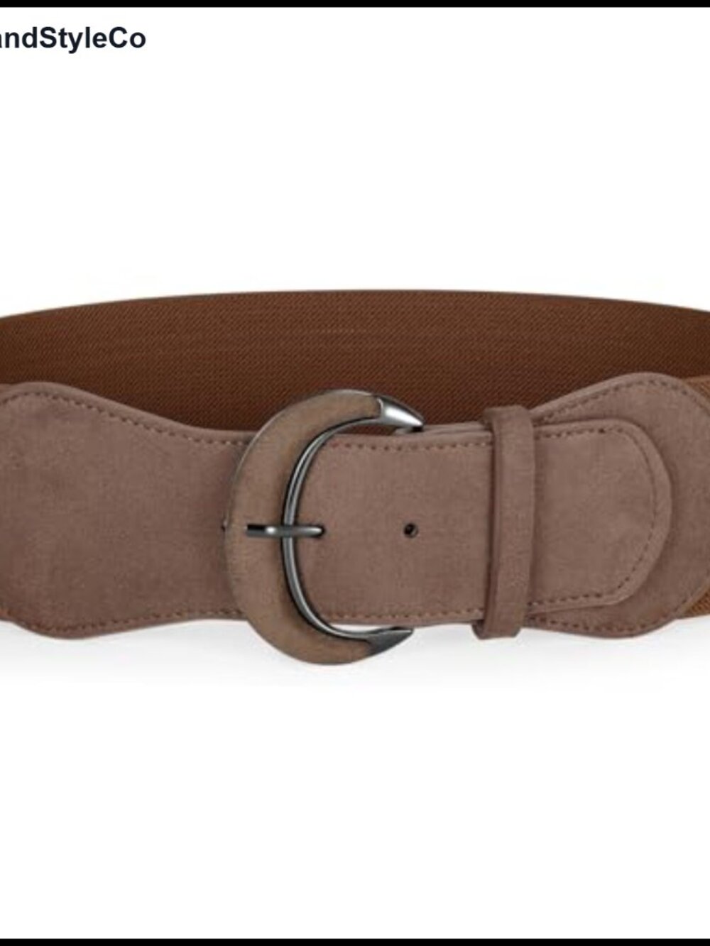 Wide Faux Suede Stretch Belt Chunky Buckle for Dresses Coats